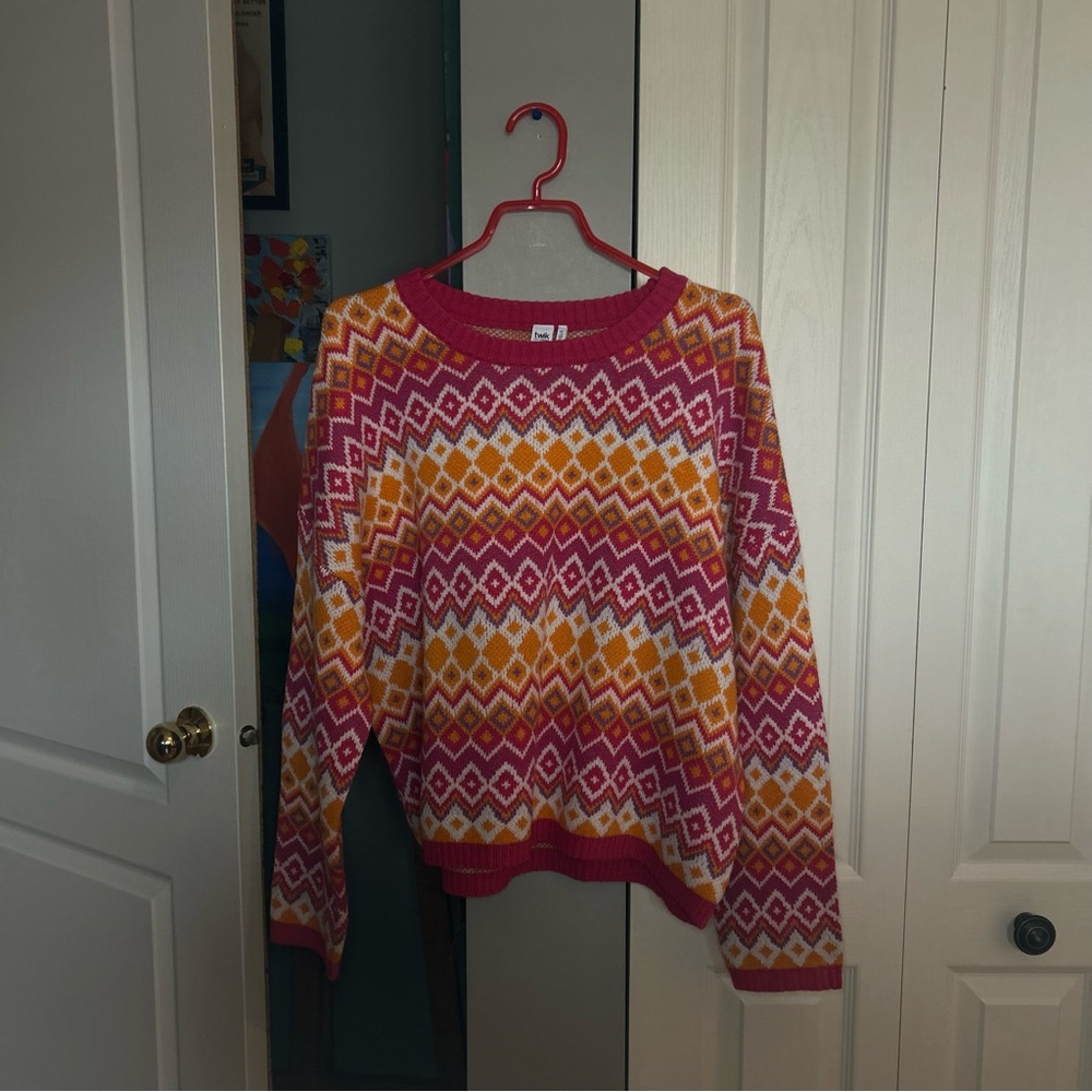 Twik by Simons Pink and orange Patterned Sweater